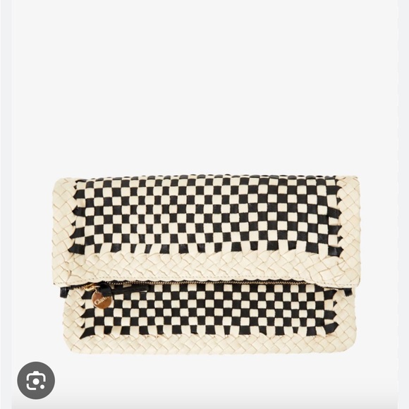 Clare V Handbags - Clare V Cream and Black Checkered Foldover Clutch
